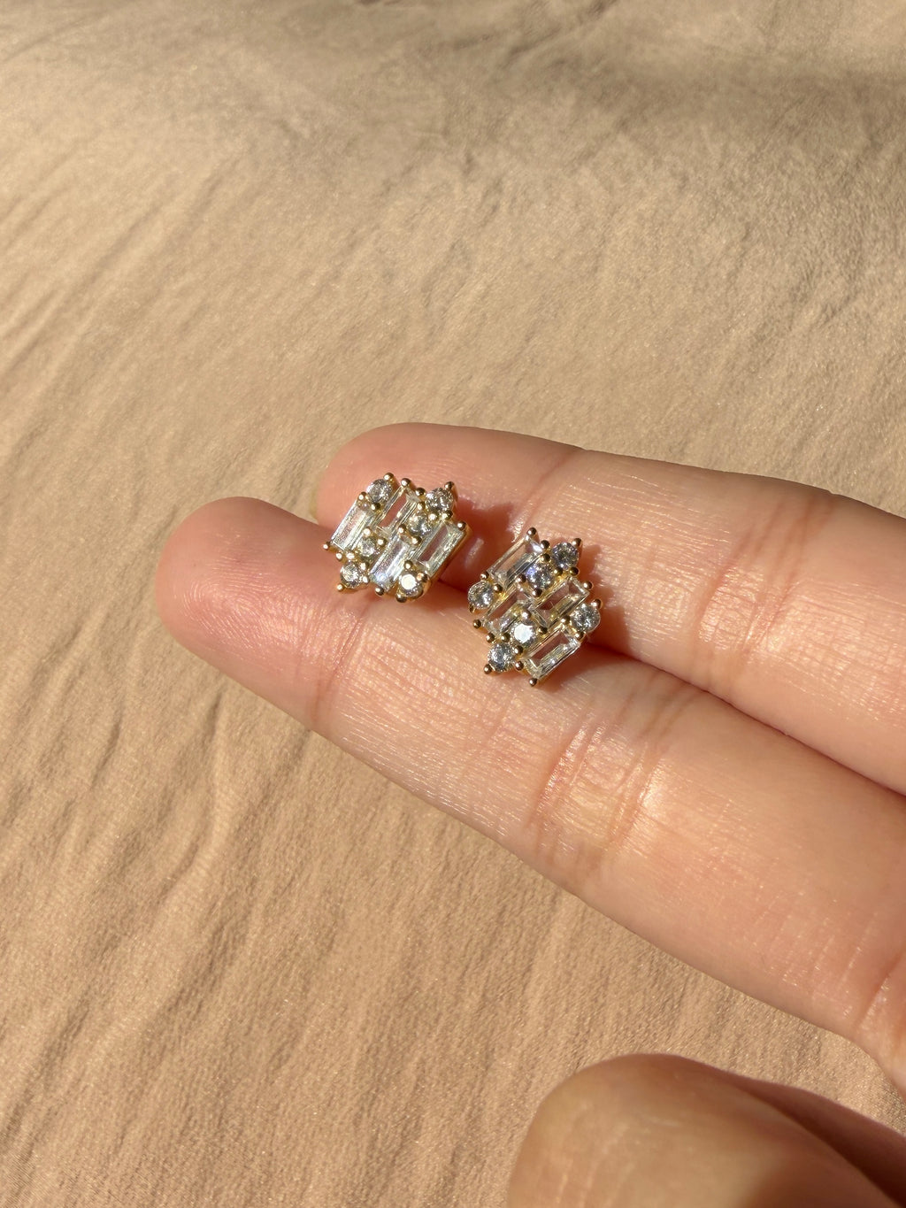 Artwork Cz Stud Earrings