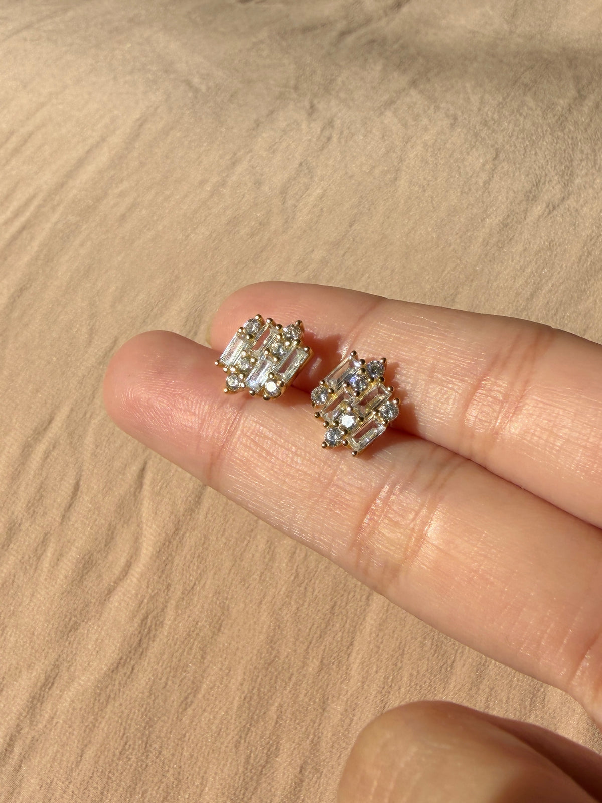 Artwork Cz Stud Earrings