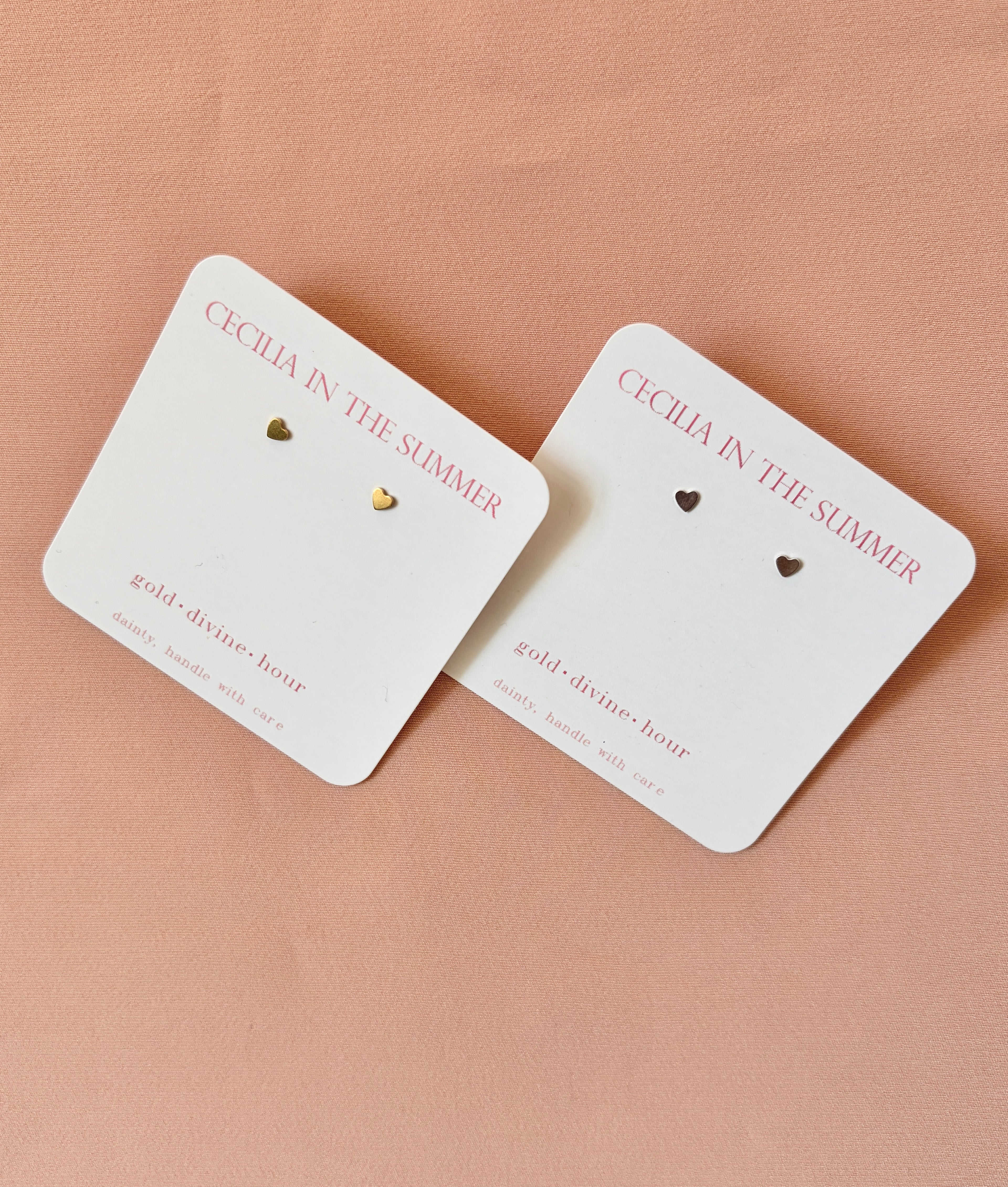 Mini Heart Plate Stud Earrings