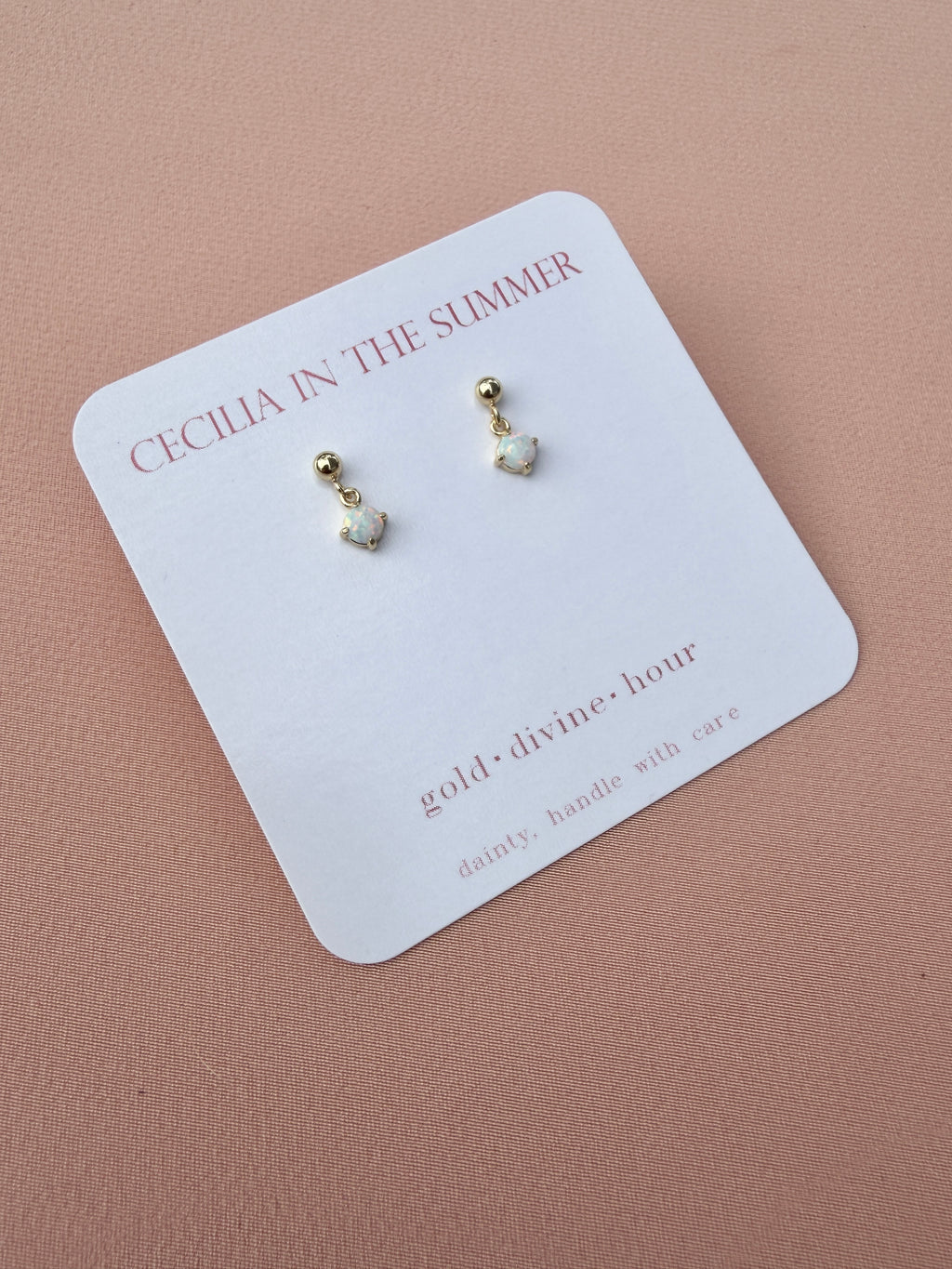 Opal Circle Drop Stud Earrings