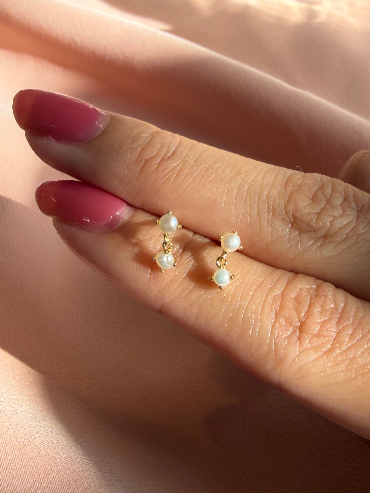 Dainty Pearl Drop Stud Earrings