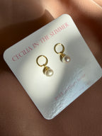 Circle Outline Pearl Drop Earrings