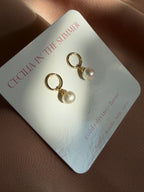 Circle Outline Pearl Drop Earrings