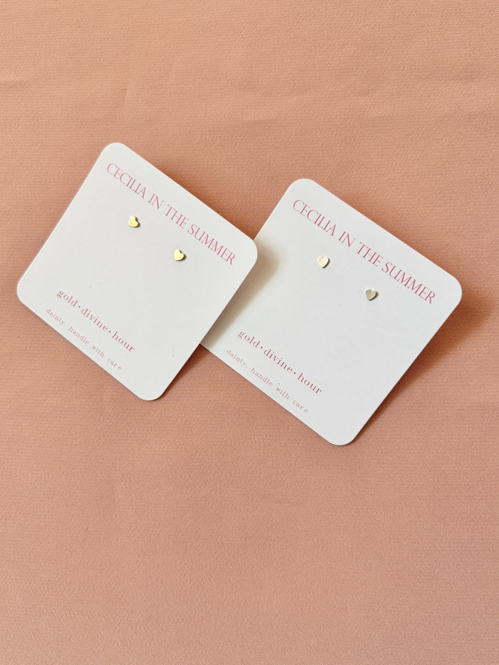 Mini Heart Plate Stud Earrings