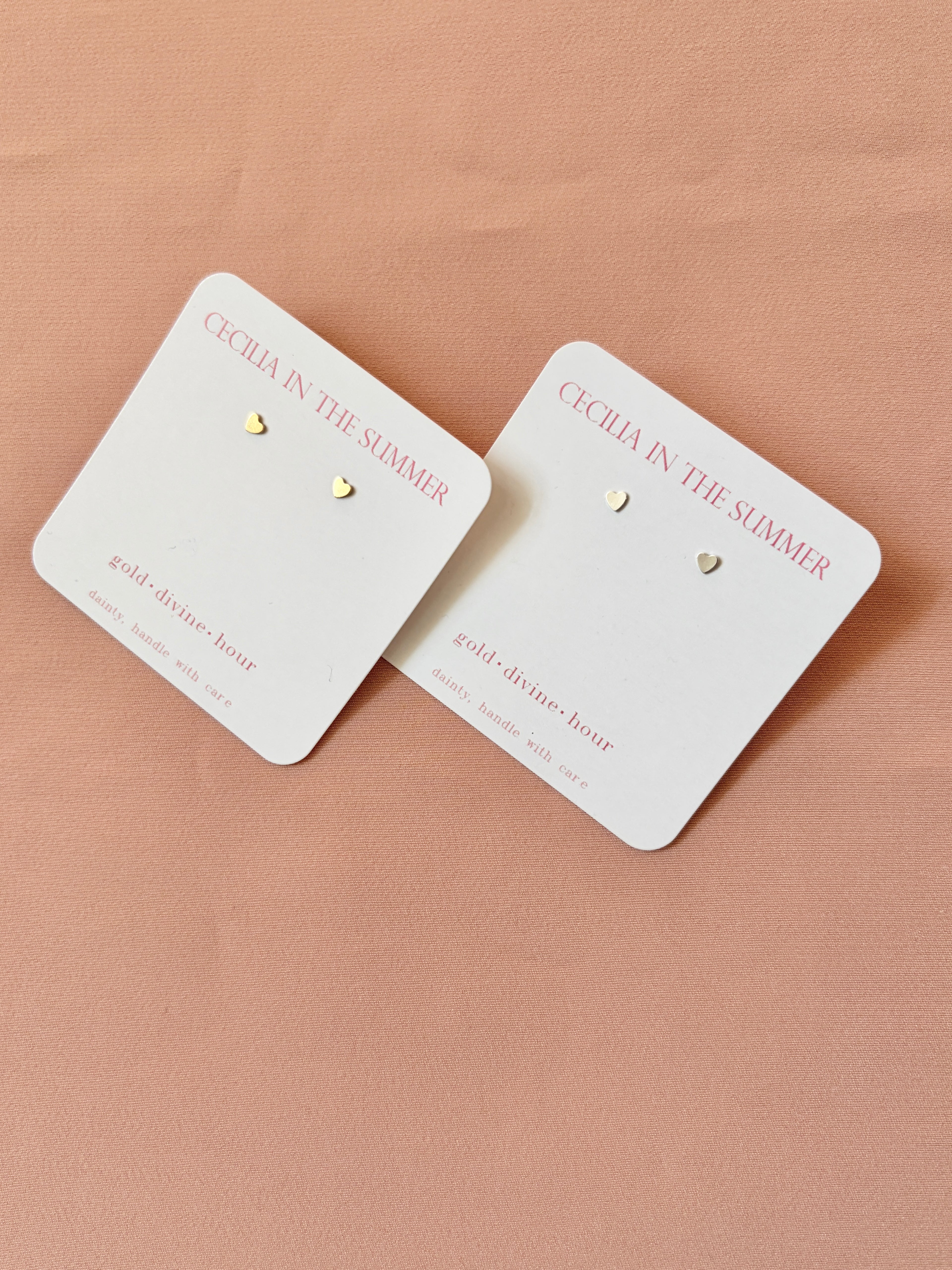 Mini Heart Plate Stud Earrings