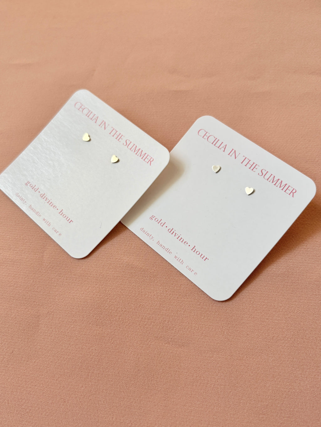 Mini Heart Plate Stud Earrings