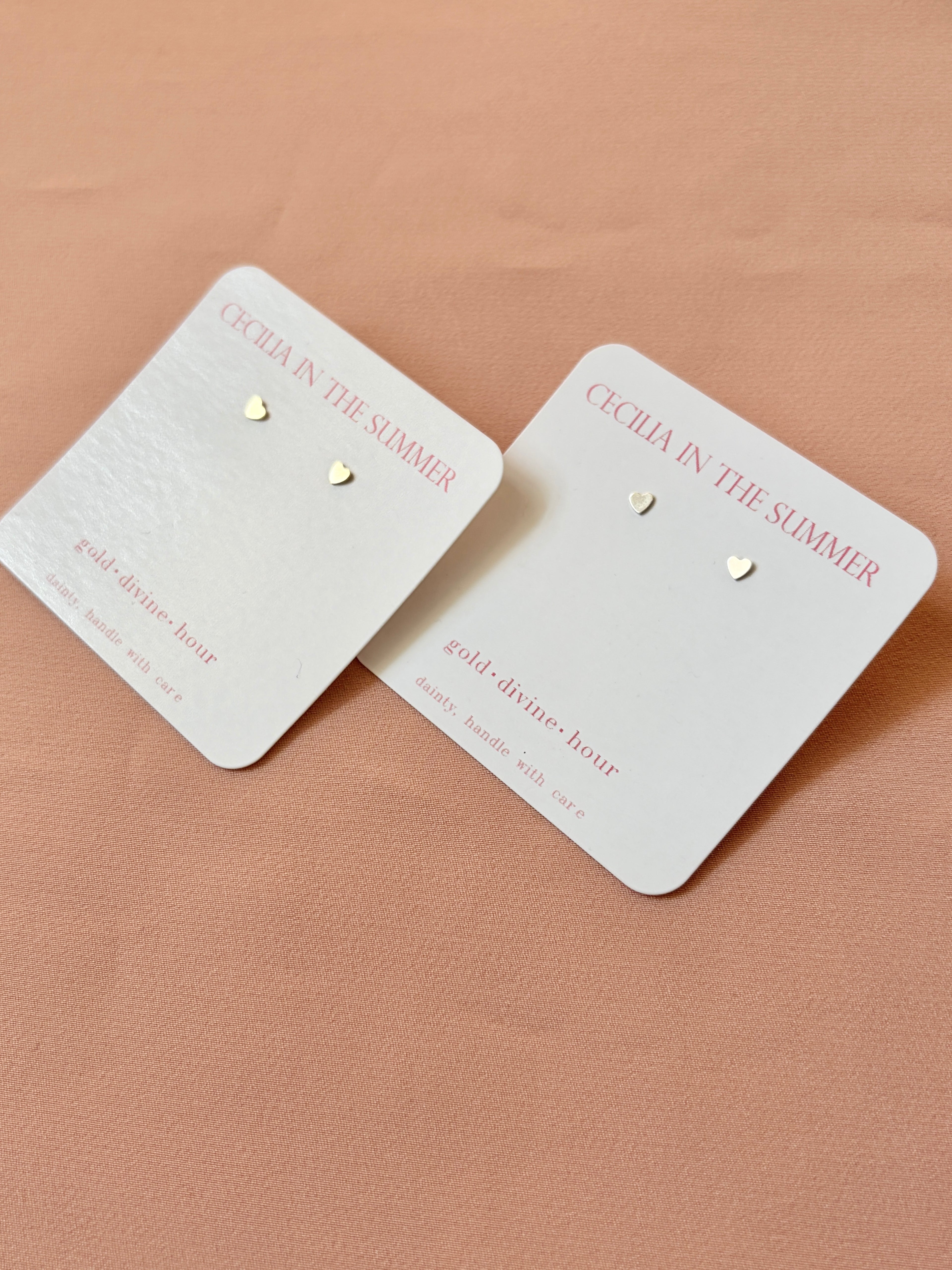 Mini Heart Plate Stud Earrings