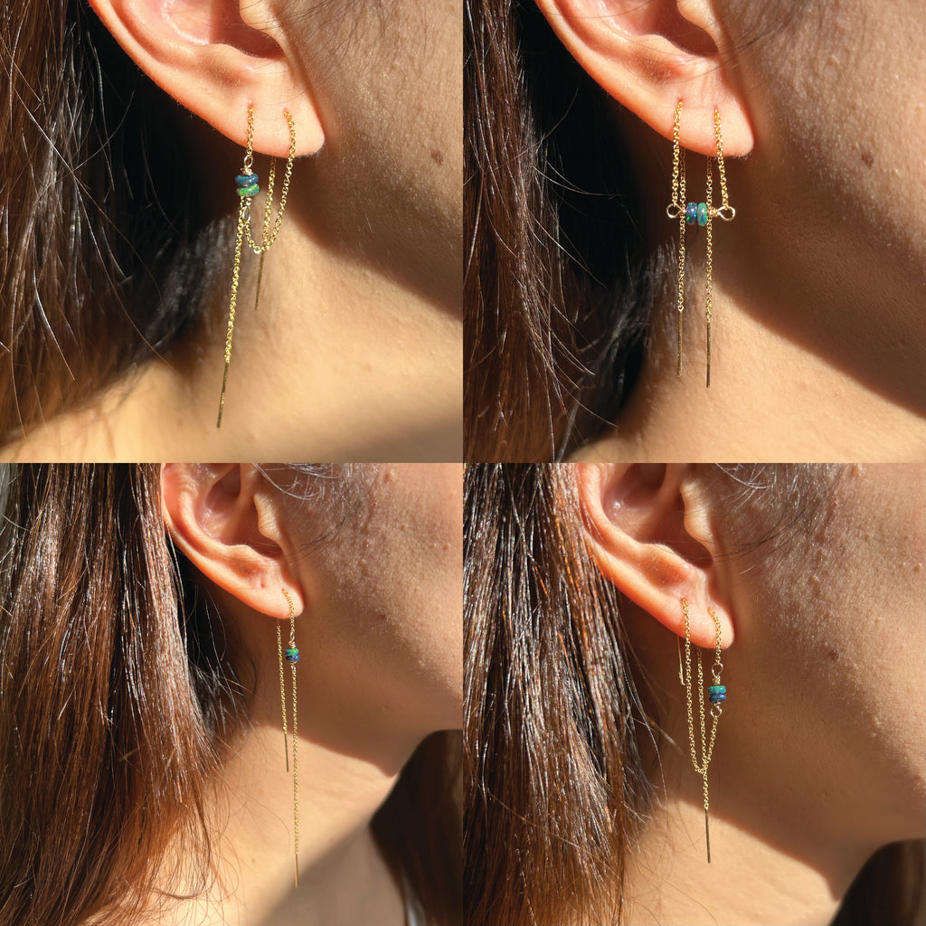 Double Threader Sterling Silver ~ Pearl ~ Opal