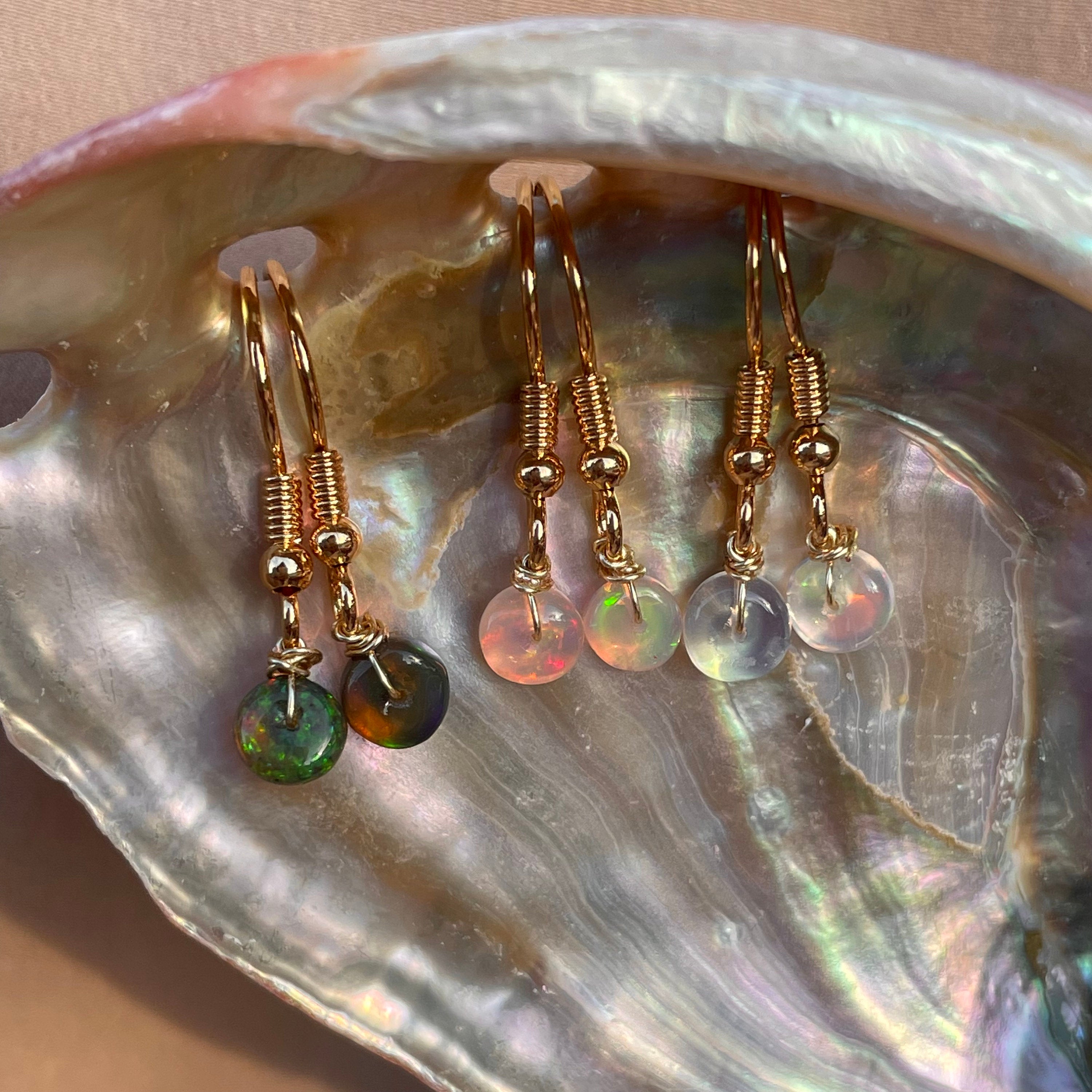 14kt Gold Fill Single Bead Pink Opal Earrings
