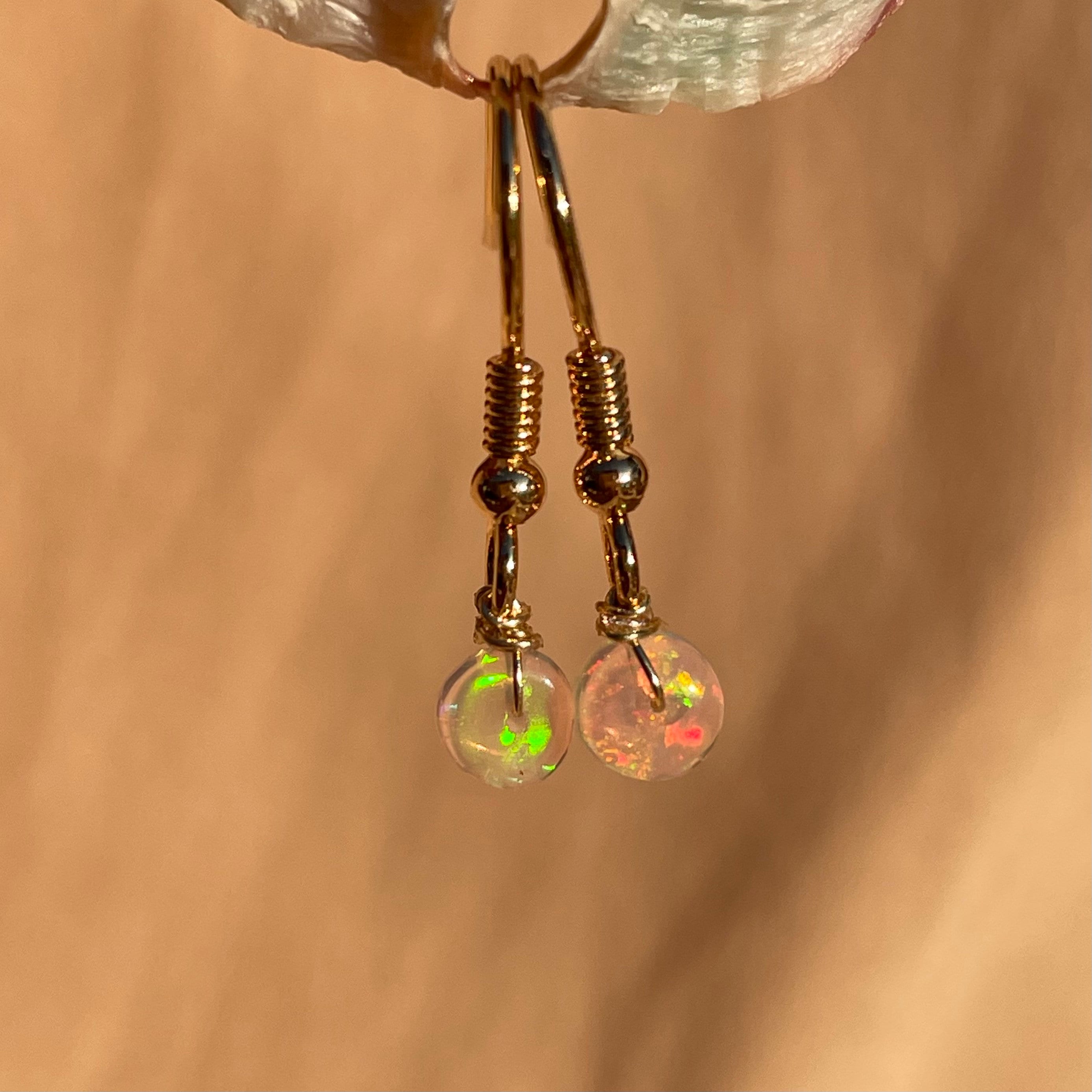 14kt Gold Fill Single Bead Pink Opal Earrings