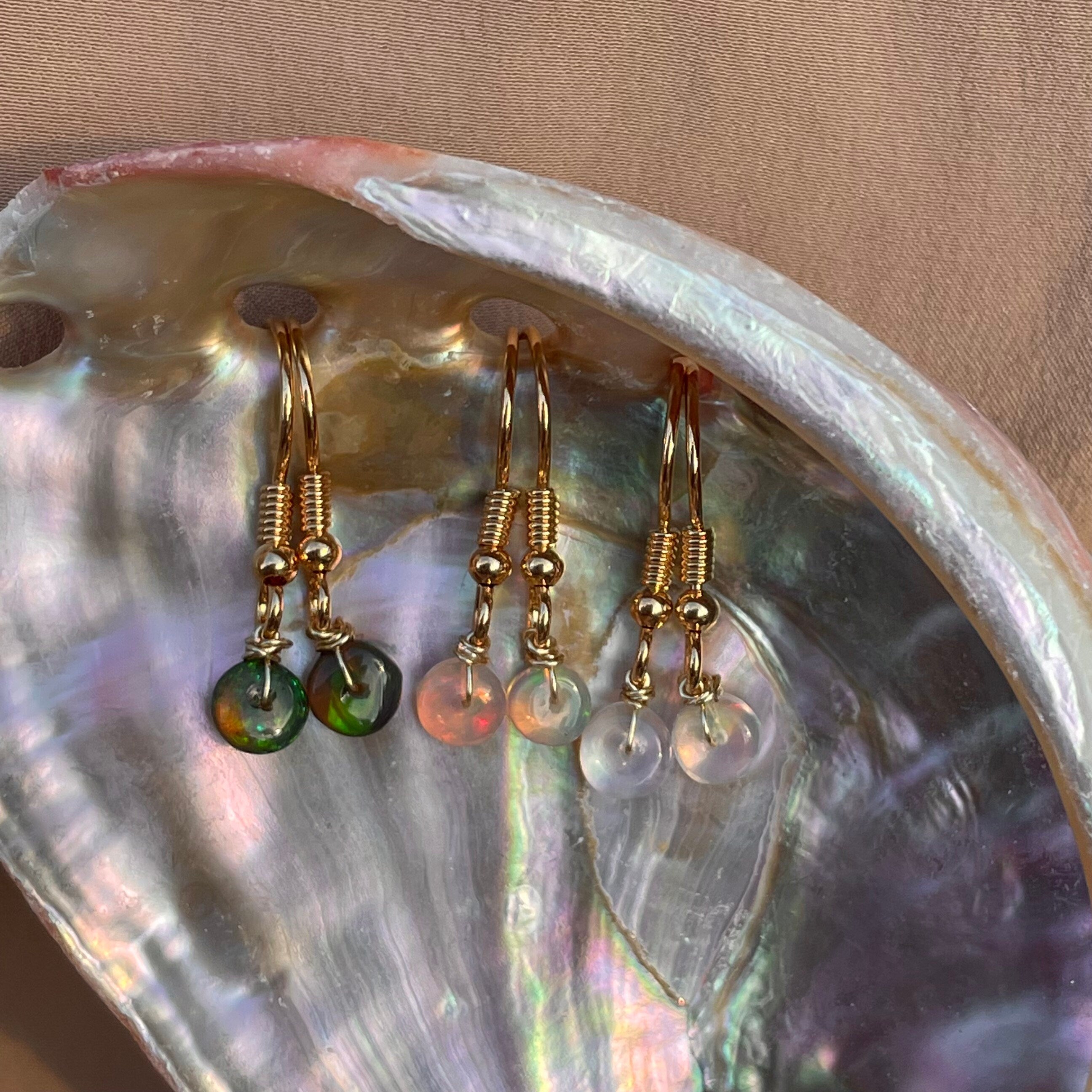 14kt Gold Fill Single Bead Pink Opal Earrings