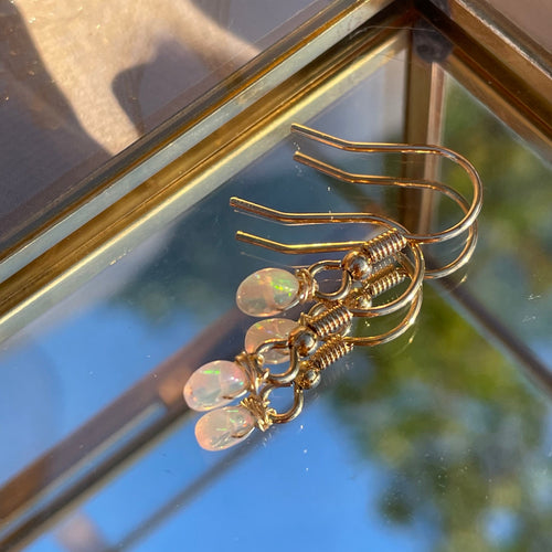 14kt Gold Fill Single Bead Pink Opal Earrings