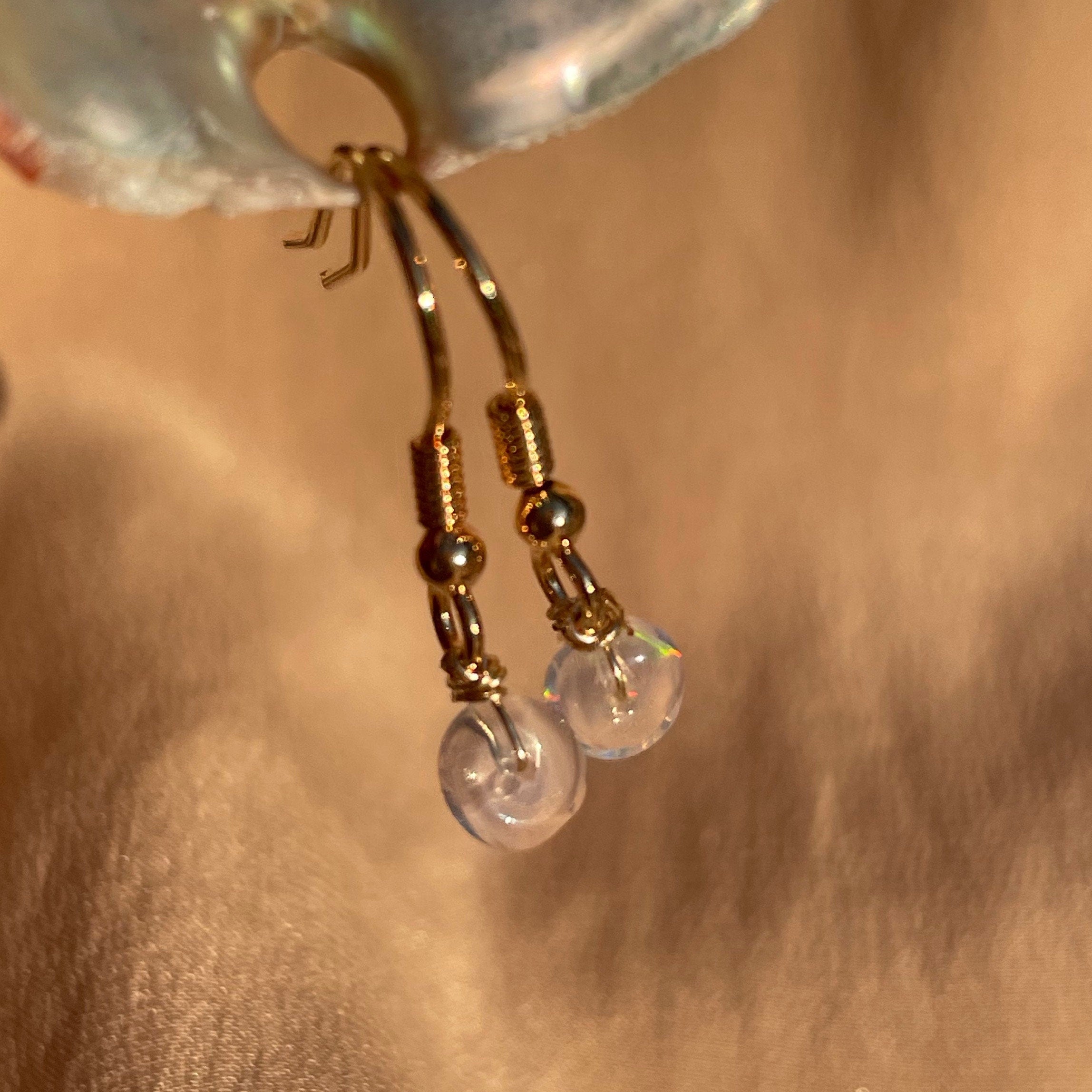 14kt Gold Fill Single Bead White Opal Earrings