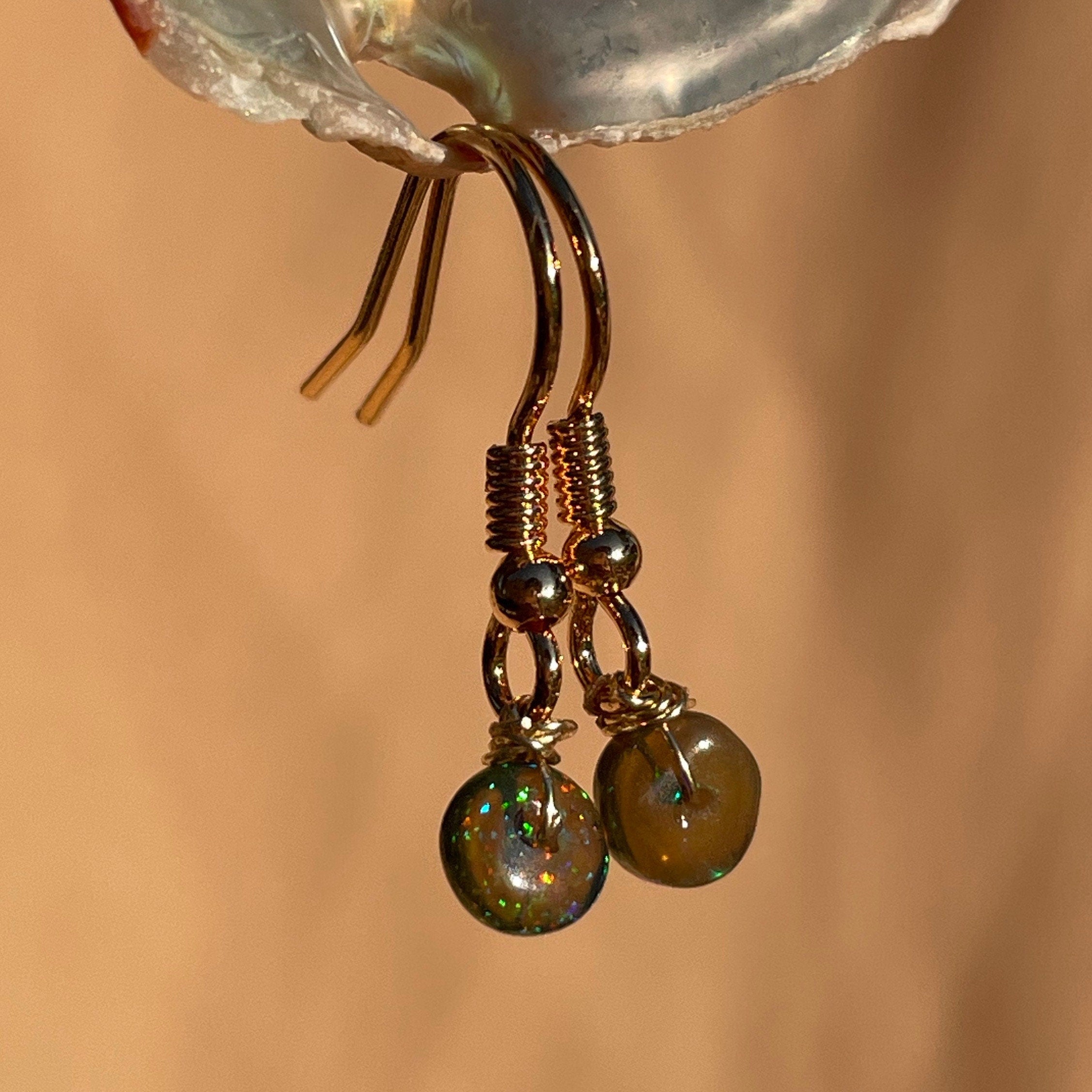 Single Bead Opal Earrings