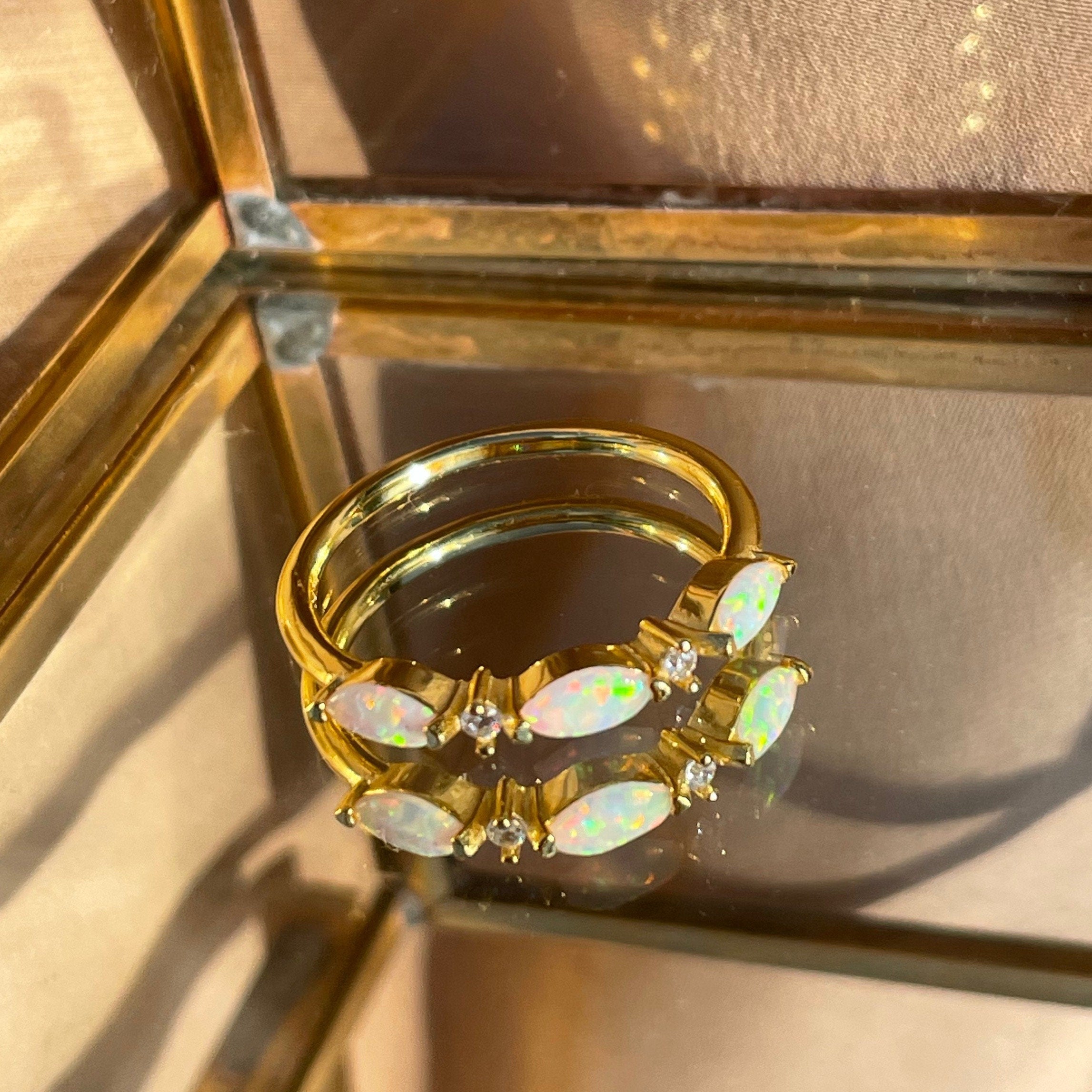 Triple Marquise Opal Band Vermeil Ring