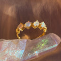 White Opal Slanted Row Ring ~ Vermeil Adjustable Resizeable