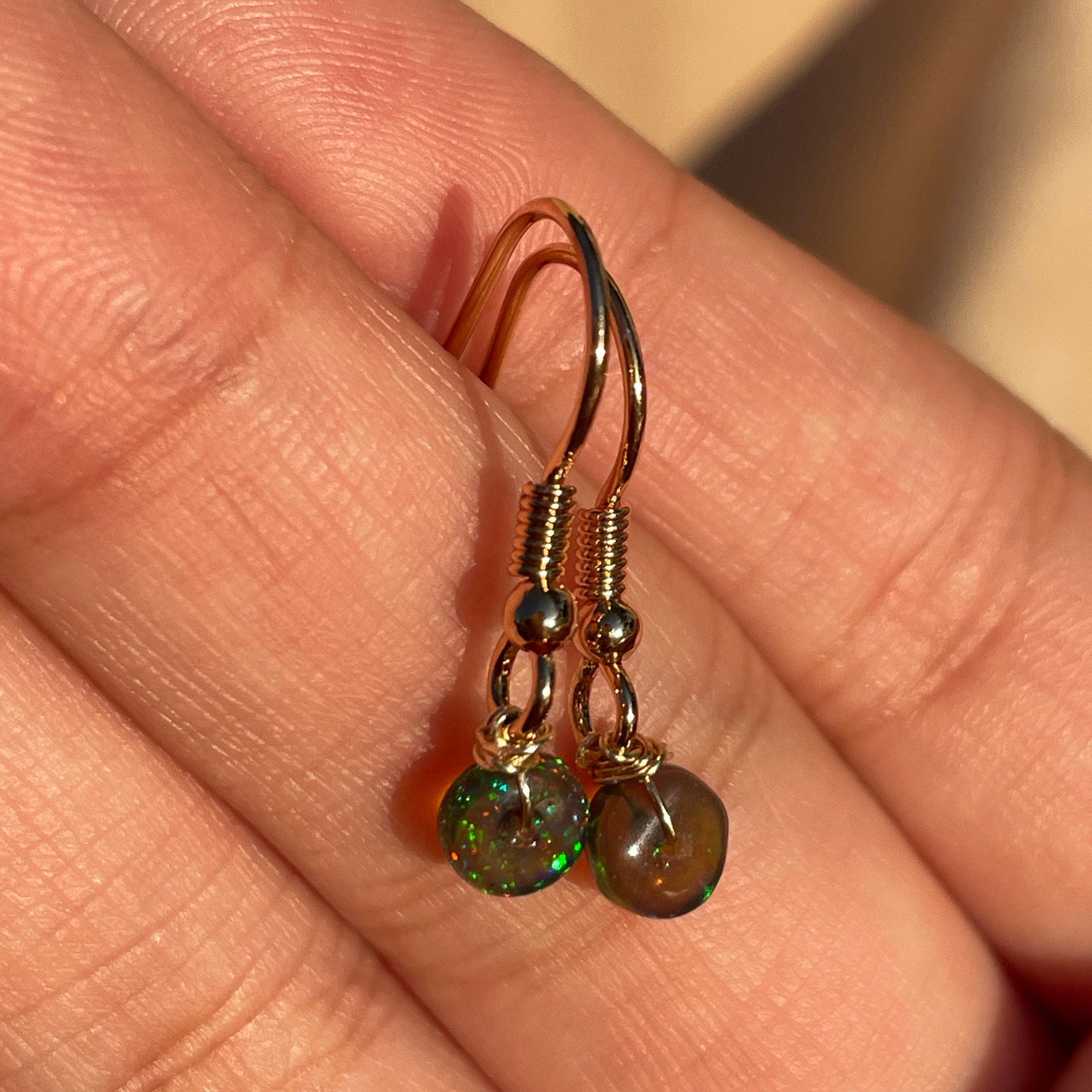 14kt Gold Fill Single Bead Opal Earrings