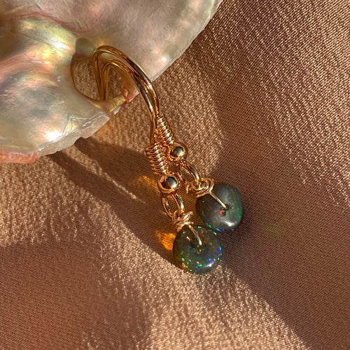 14kt Gold Fill Single Bead Opal Earrings