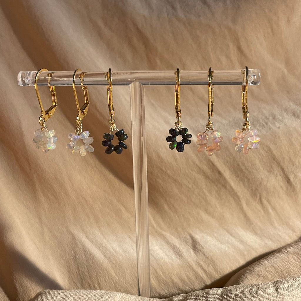 Genuine White Opal Donut Bead Earrings ~ 14kt Gold Fill