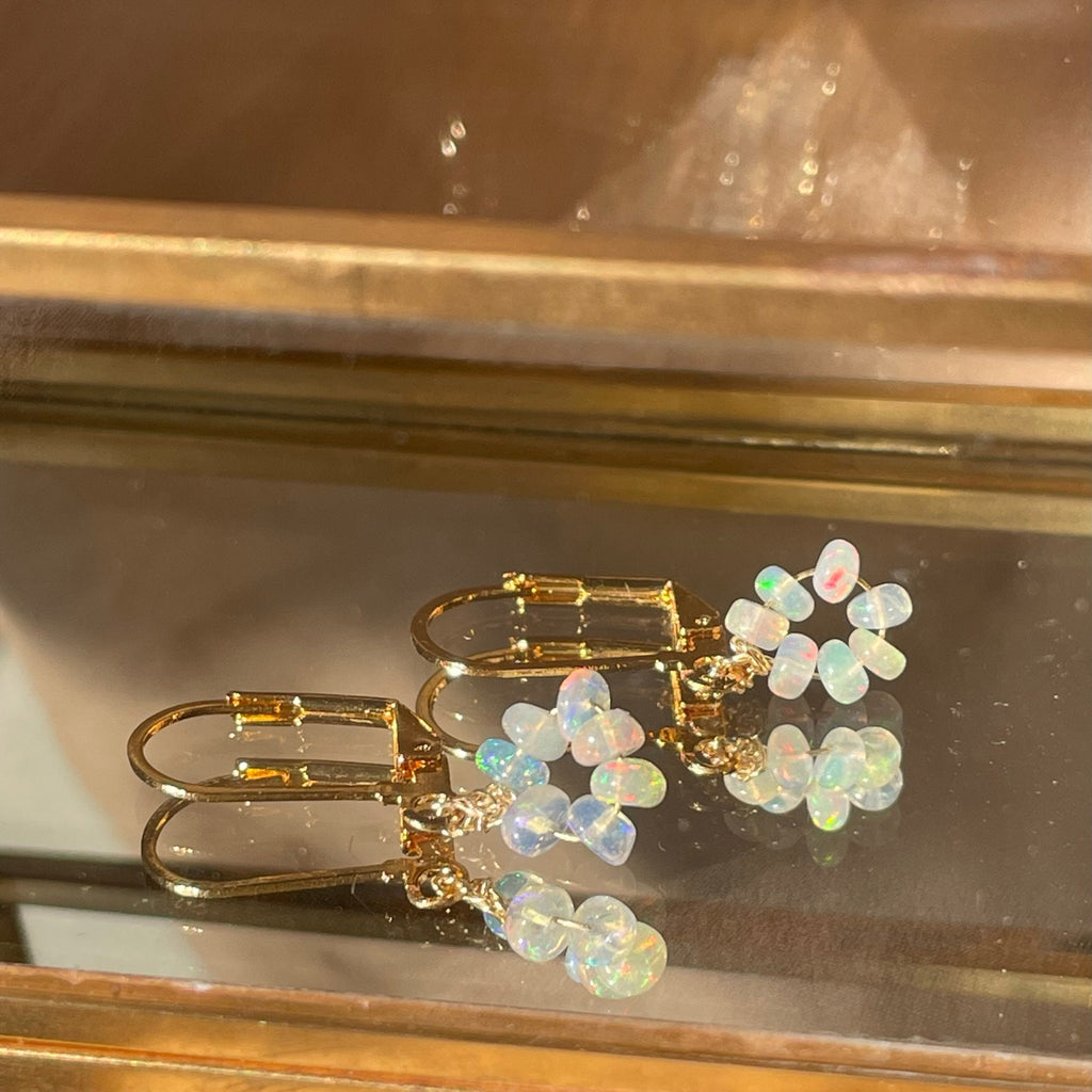Genuine White Opal Donut Bead Earrings ~ 14kt Gold Fill