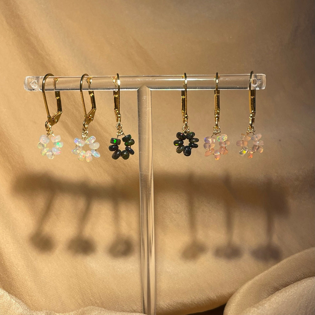 Genuine White Opal Donut Bead Earrings ~ 14kt Gold Fill