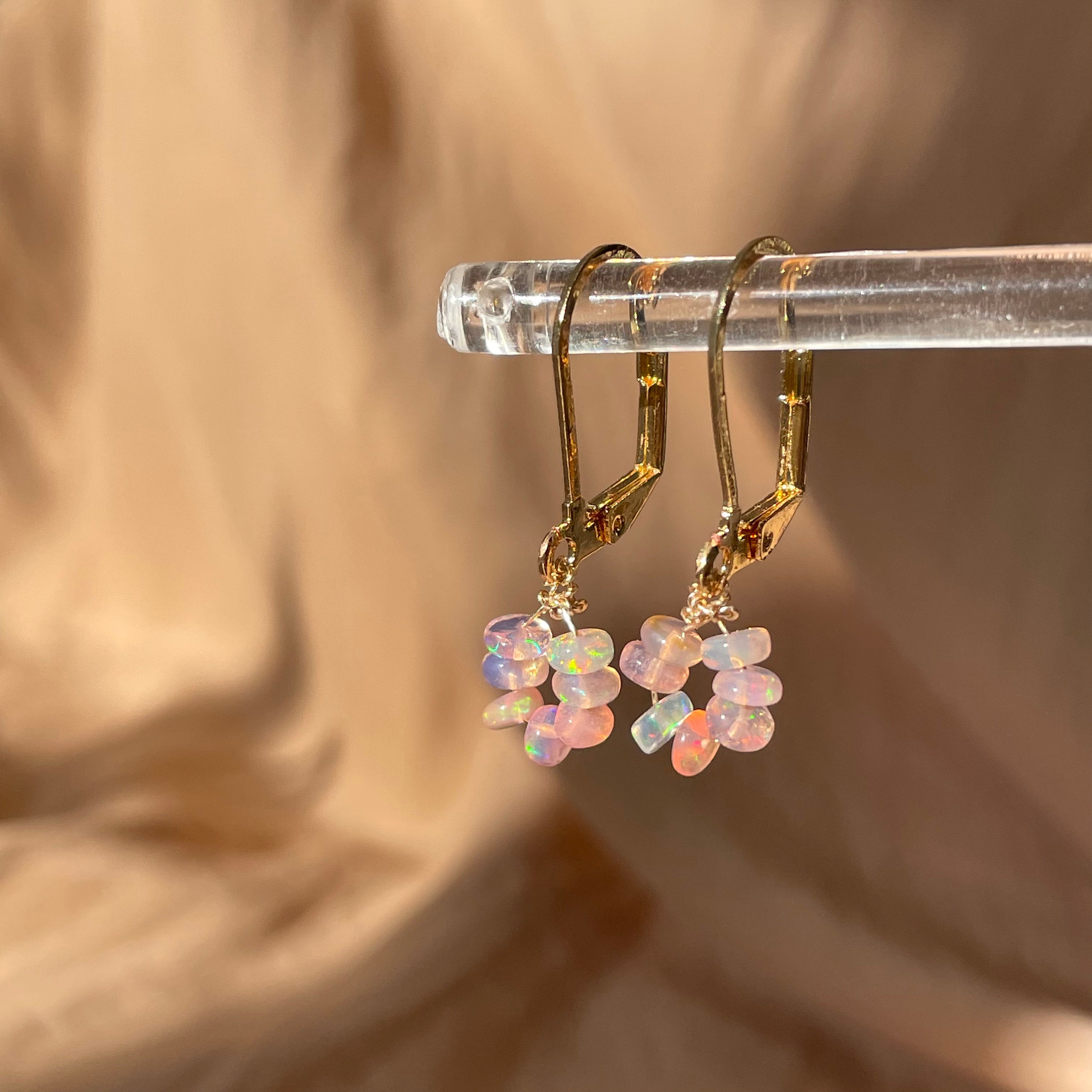 Genuine Pink Opal Donut Bead Earrings ~ 14kt Gold Fill