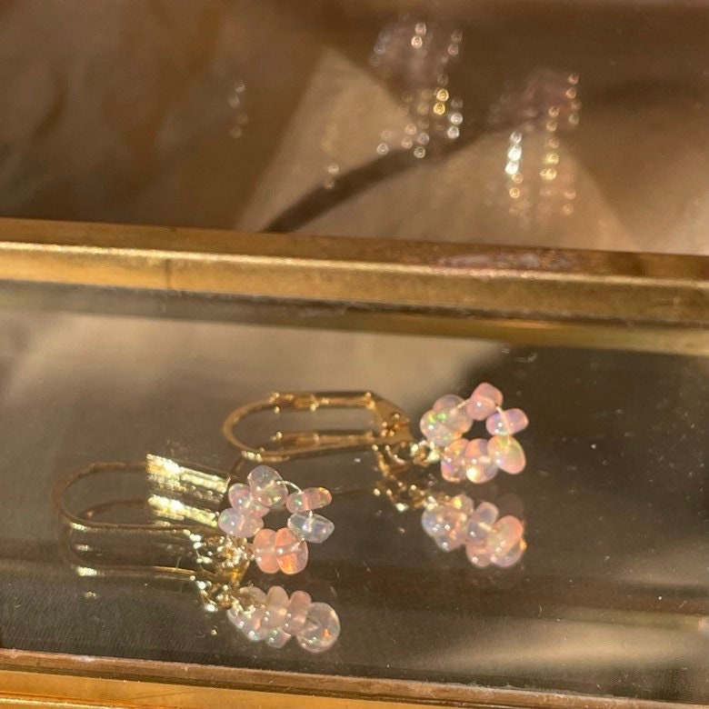 Genuine Pink Opal Donut Bead Earrings ~ 14kt Gold Fill