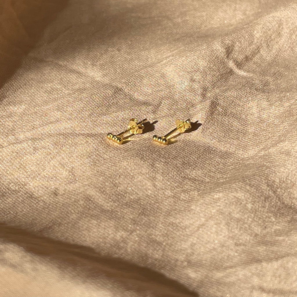 Golden Dots 3 Row Stud Earrings