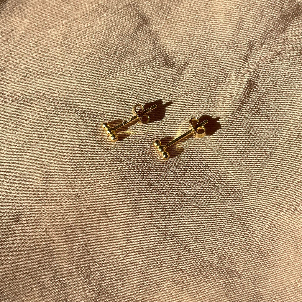 Golden Dots 3 Row Stud Earrings