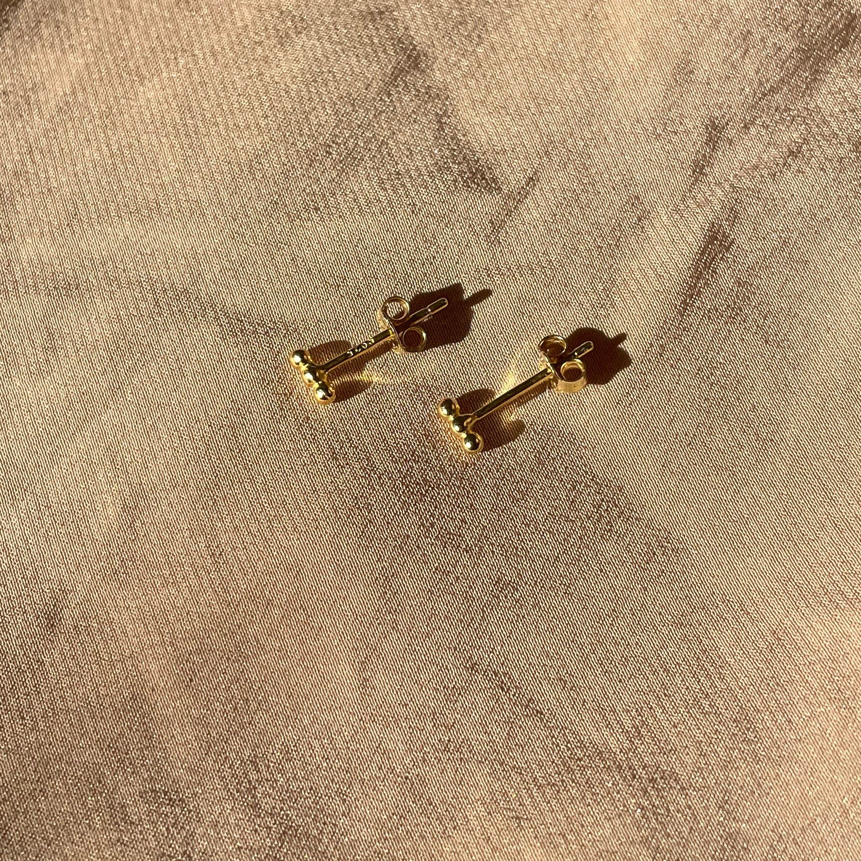 Golden Dots 3 Row Stud Earrings