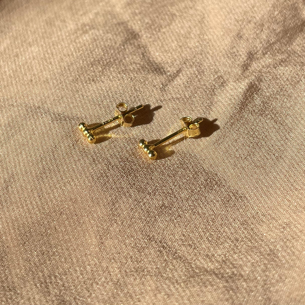 Golden Dots 3 Row Stud Earrings