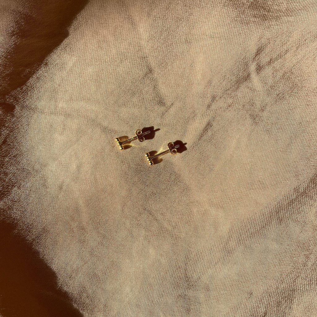 Golden Dots 3 Row Stud Earrings