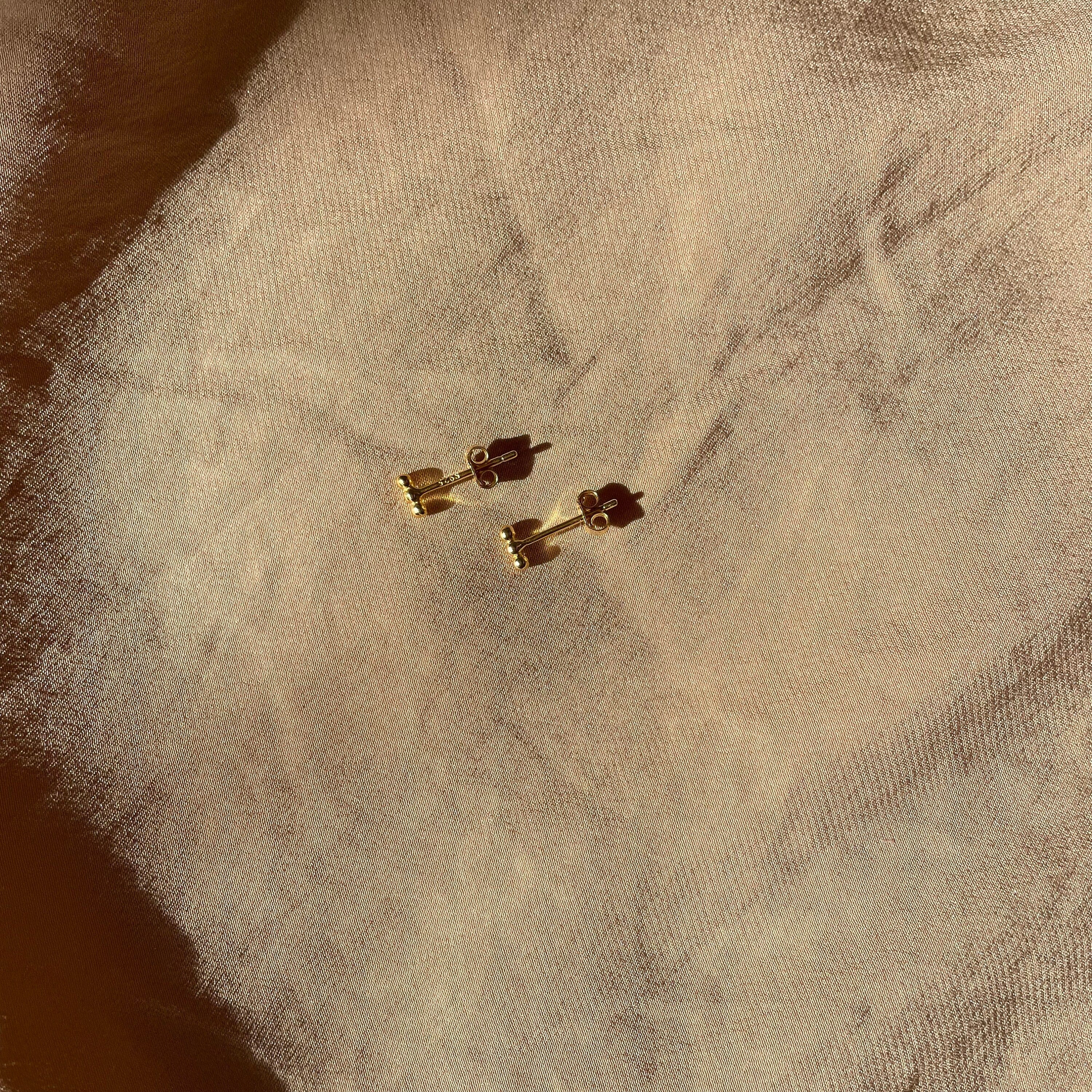 Golden Dots 3 Row Stud Earrings