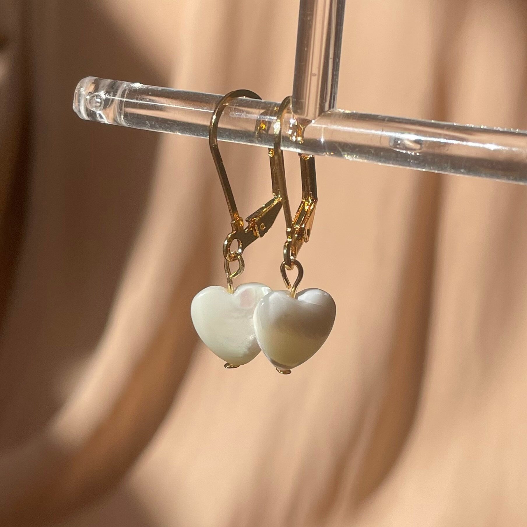 Mother of Pearl Heart Earrings