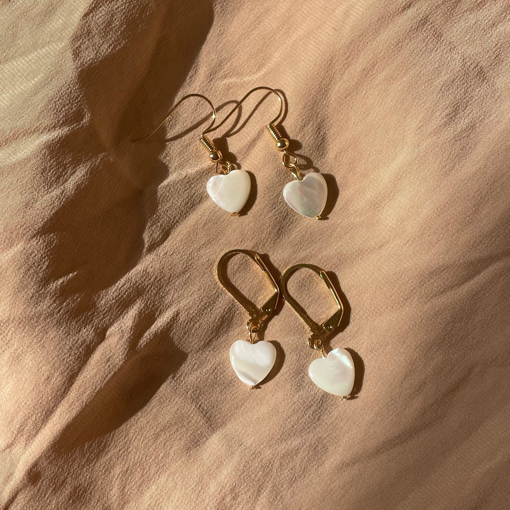 Mother of Pearl Heart Earrings