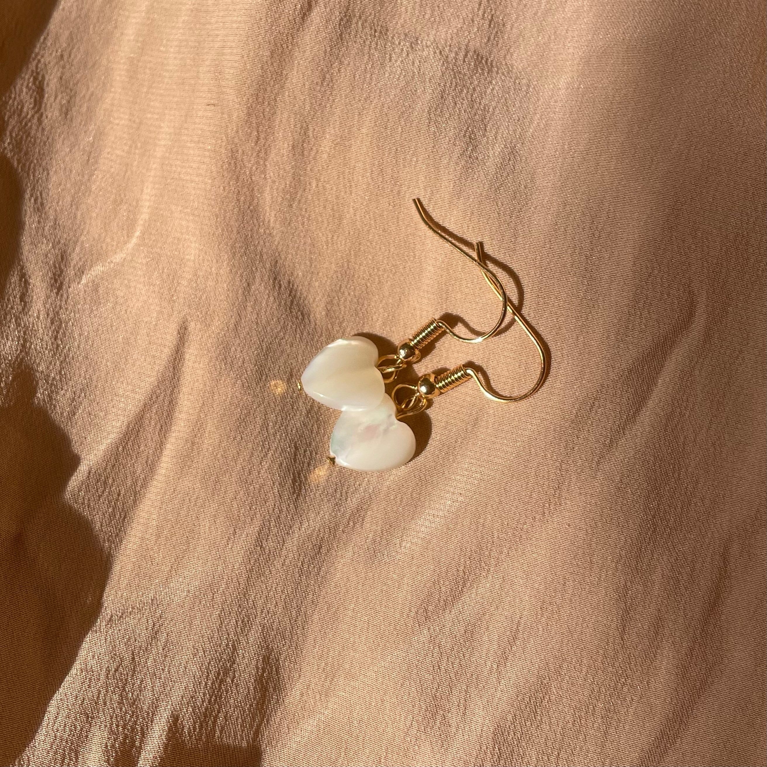 Mother of Pearl Heart Earrings