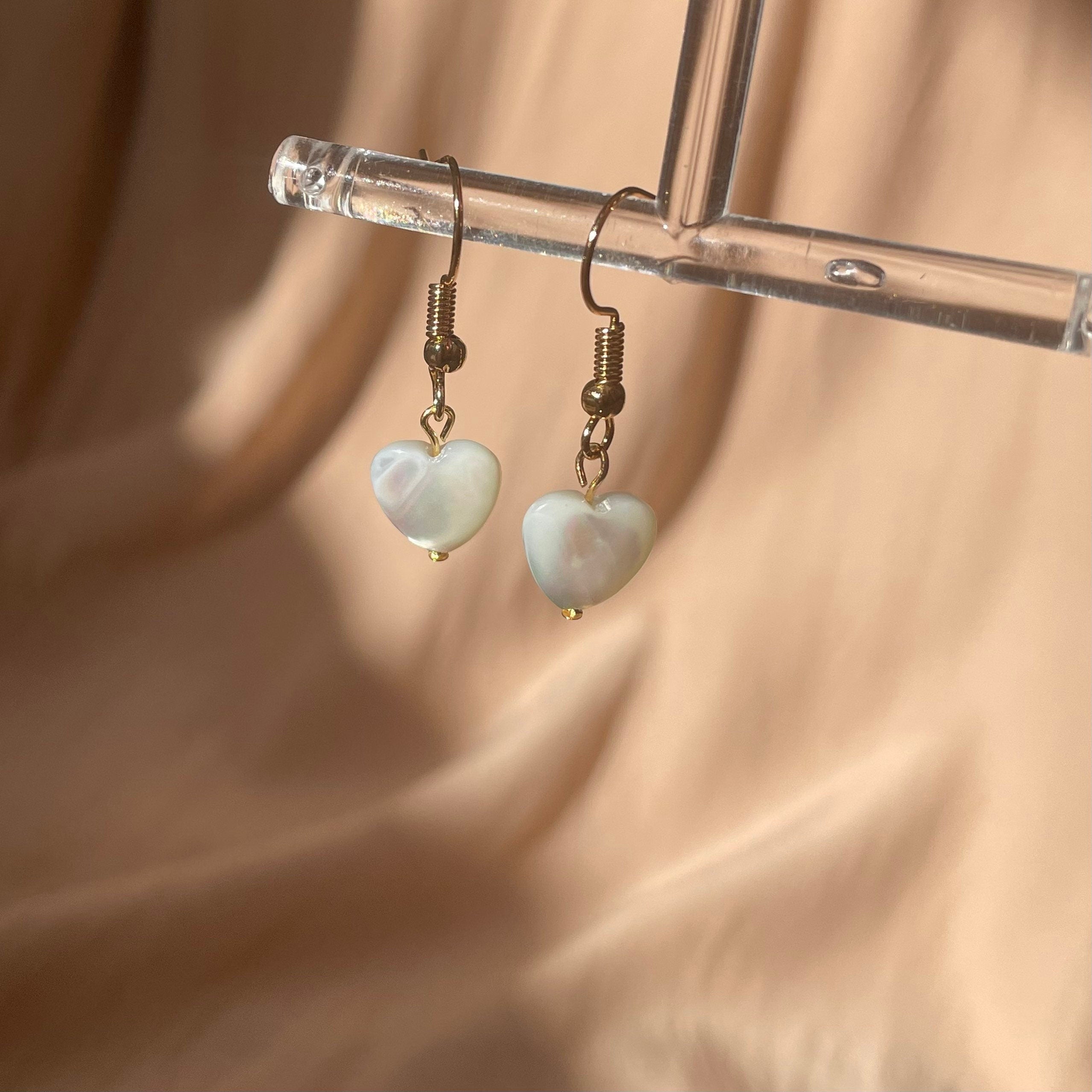 Mother of Pearl Heart Earrings