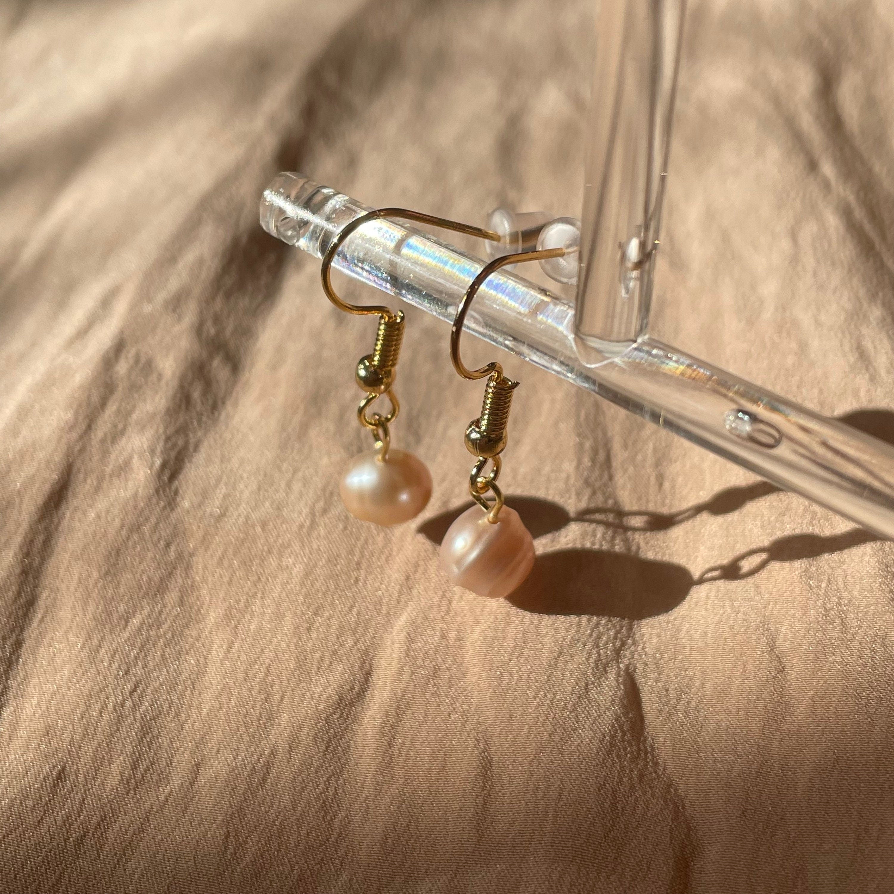 Pearl Potato Leverback Hook Earrings ~ Gold Plated