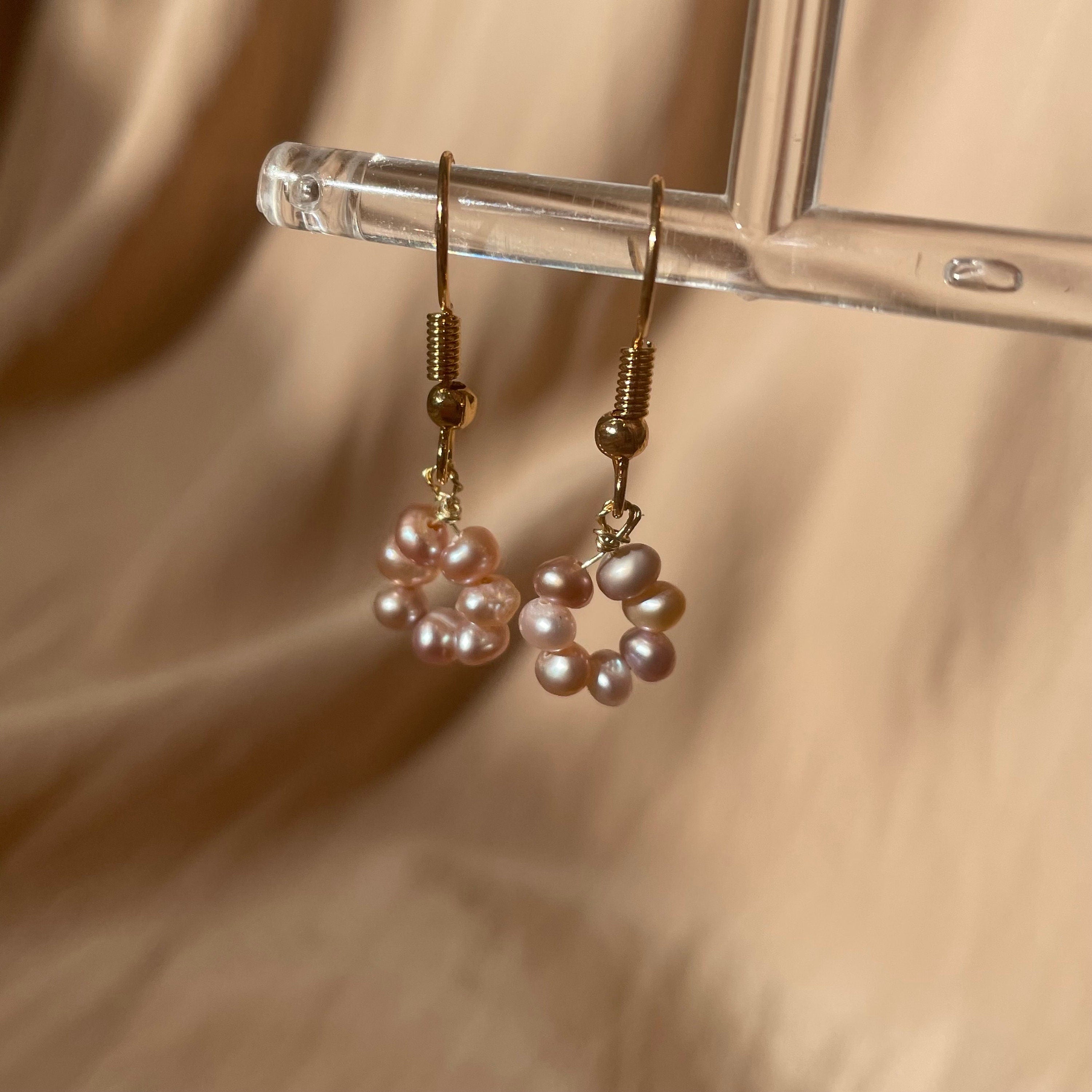 Lavender Pearl Donut Earrings ~ 14kt Gold Fill
