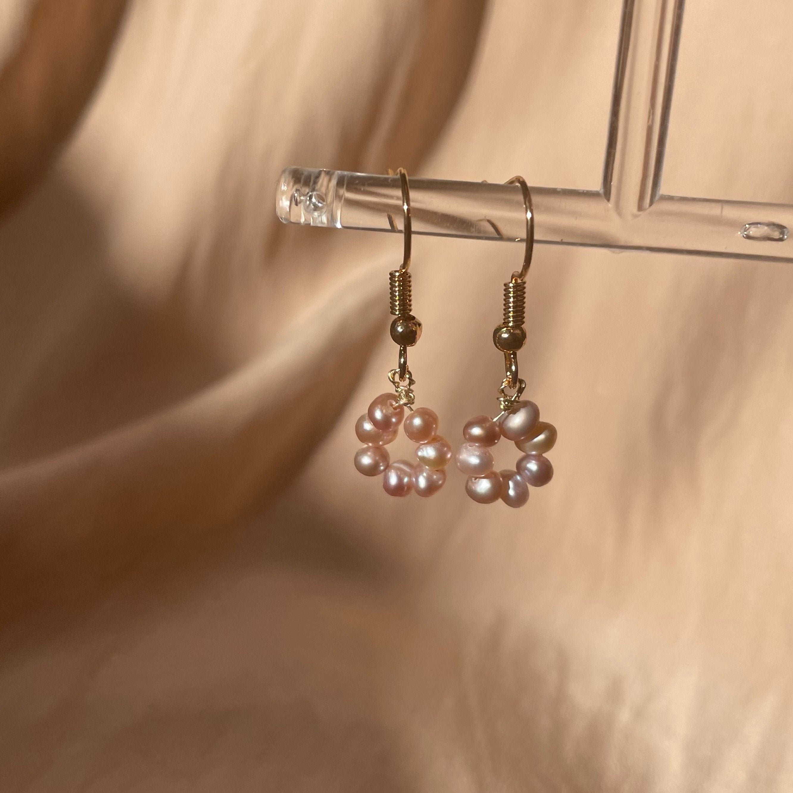 Lavender Pearl Donut Earrings ~ 14kt Gold Fill