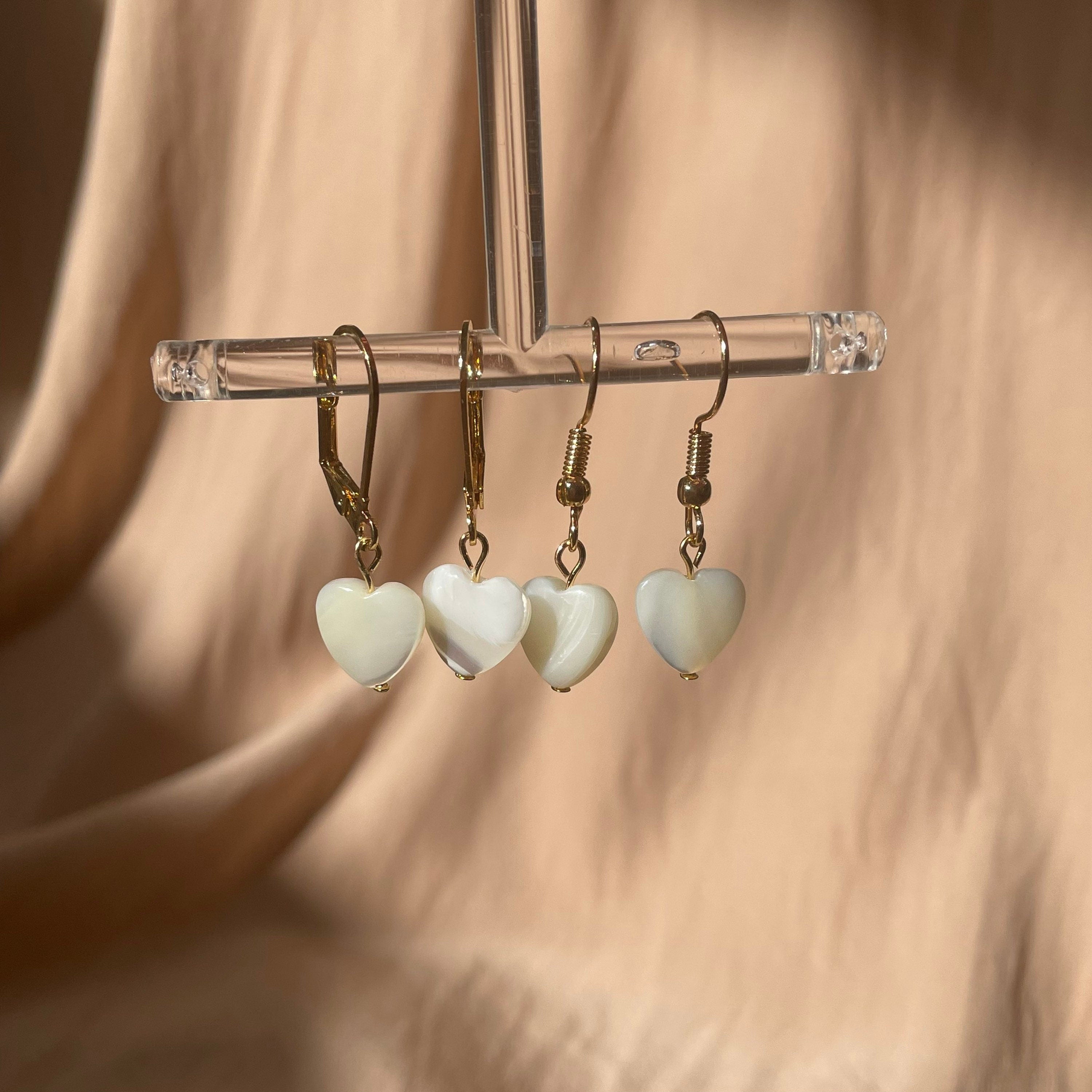 Mother of Pearl Heart Earrings