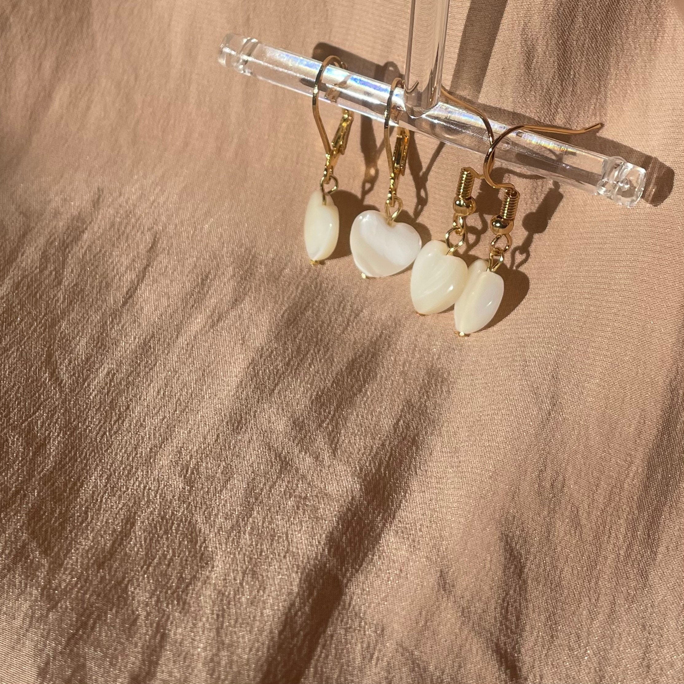 Mother of Pearl Heart Earrings
