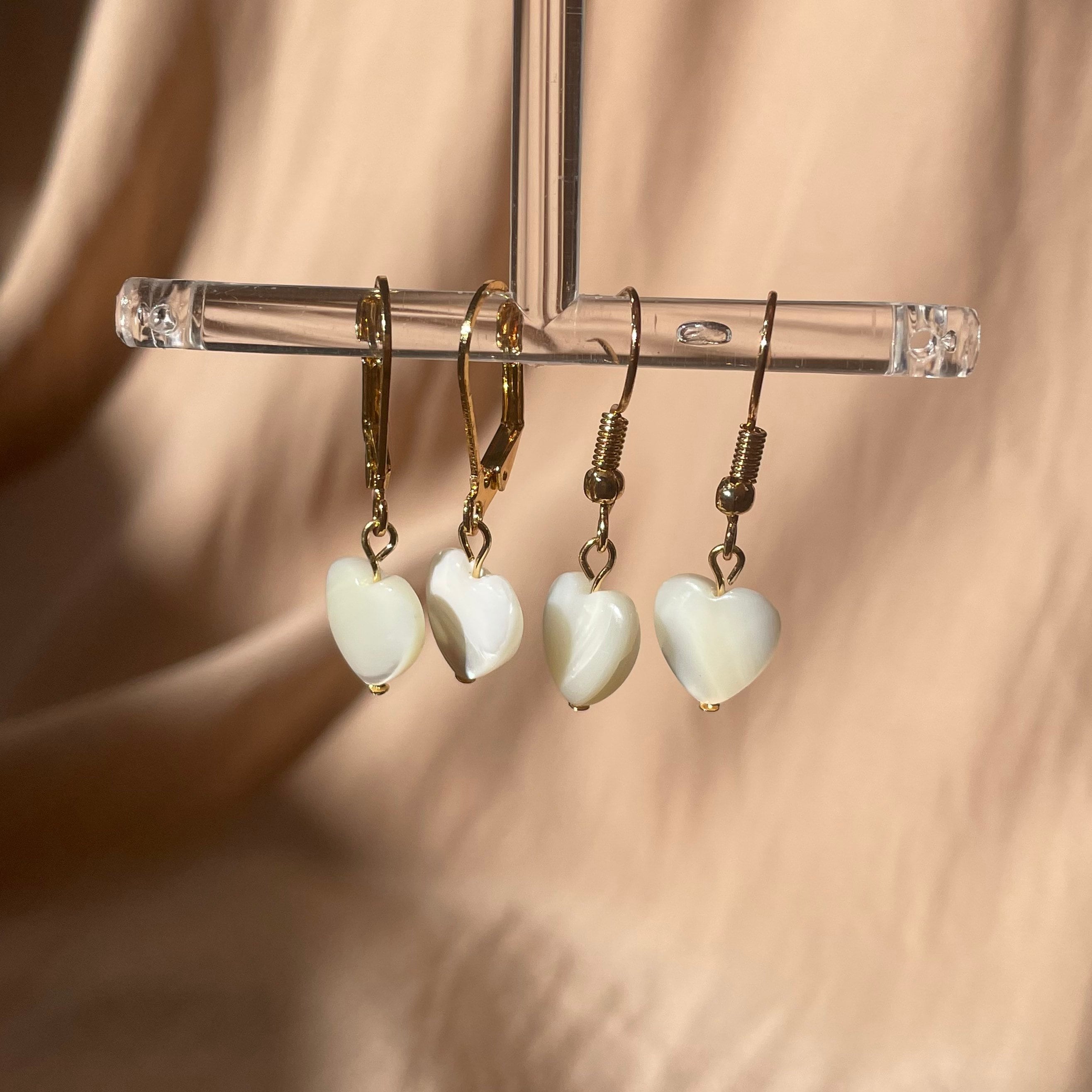 Mother of Pearl Heart Earrings