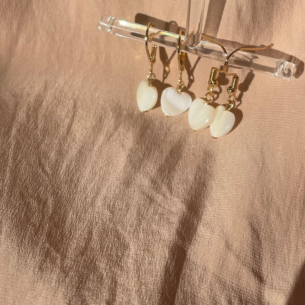 Mother of Pearl Heart Earrings
