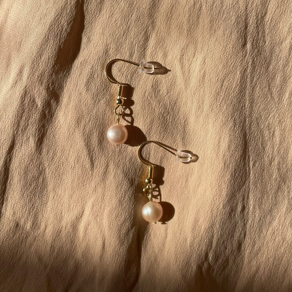 Pearl Potato Leverback Hook Earrings ~ Gold Plated