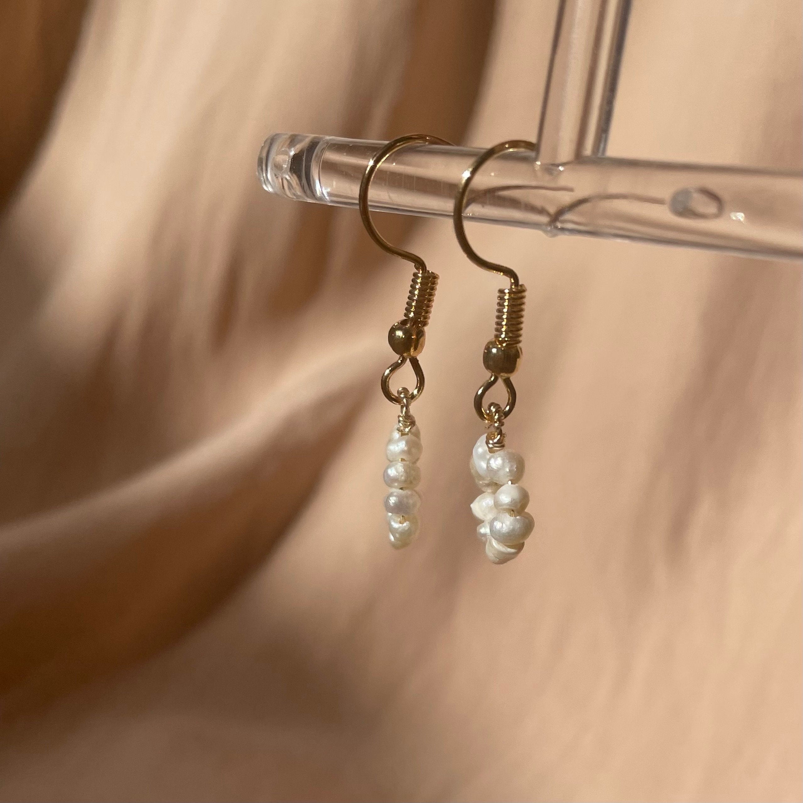 White Pearl Donut Earrings ~ 14kt Gold Fill