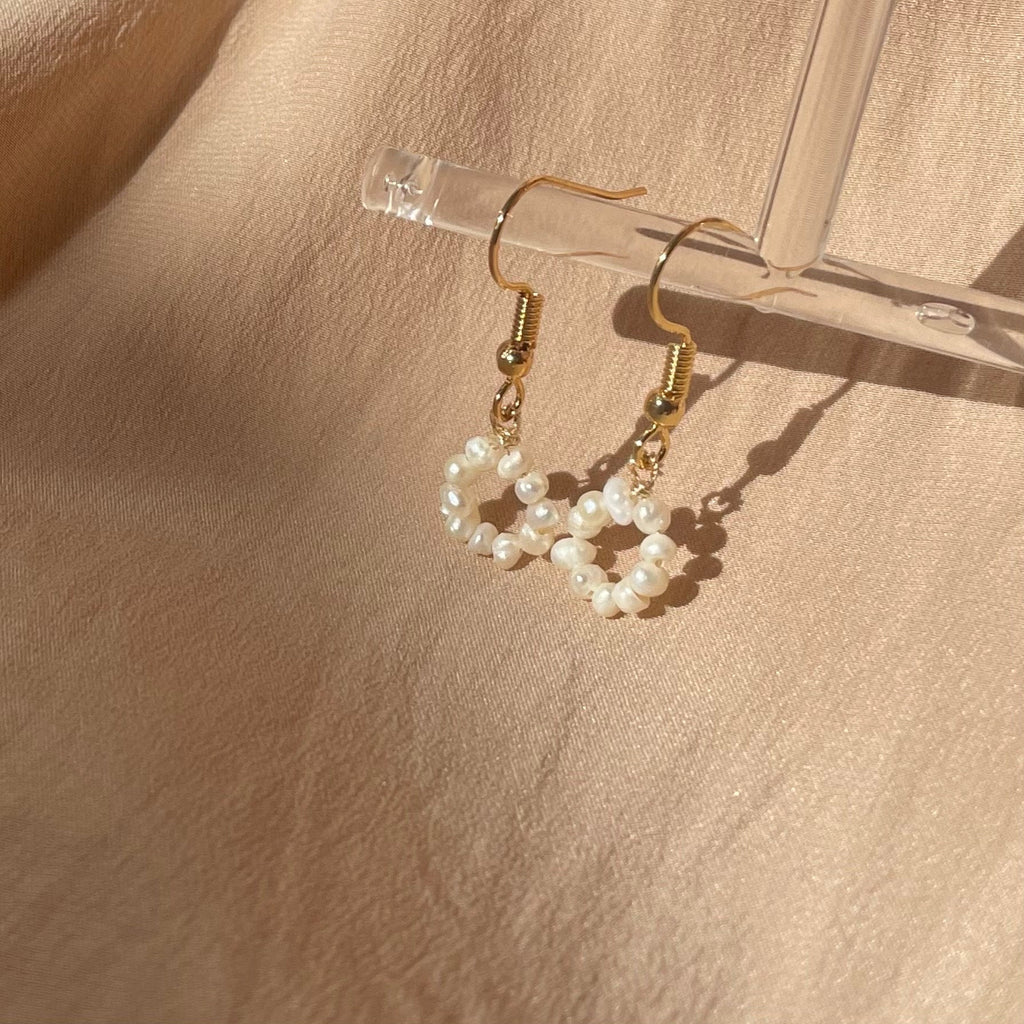 White Pearl Donut Earrings ~ 14kt Gold Fill