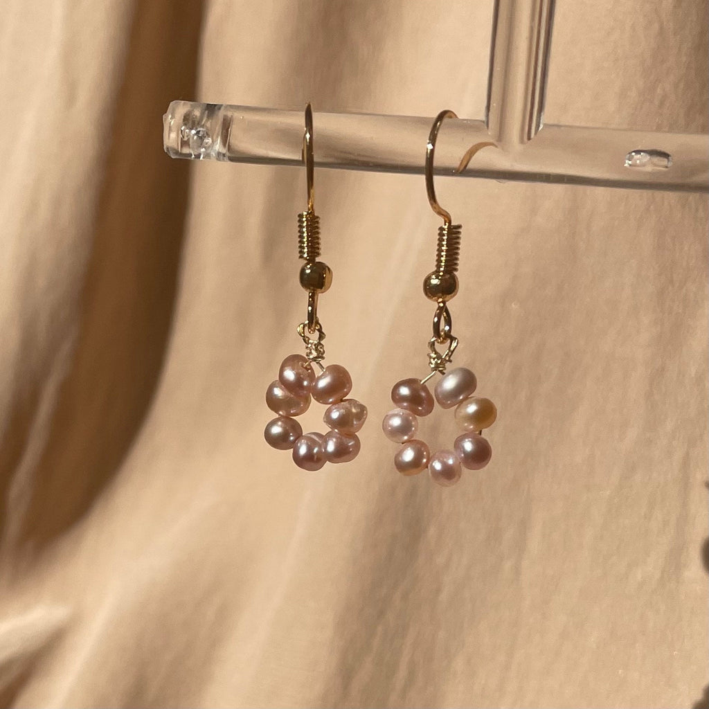 Lavender Pearl Donut Earrings ~ 14kt Gold Fill