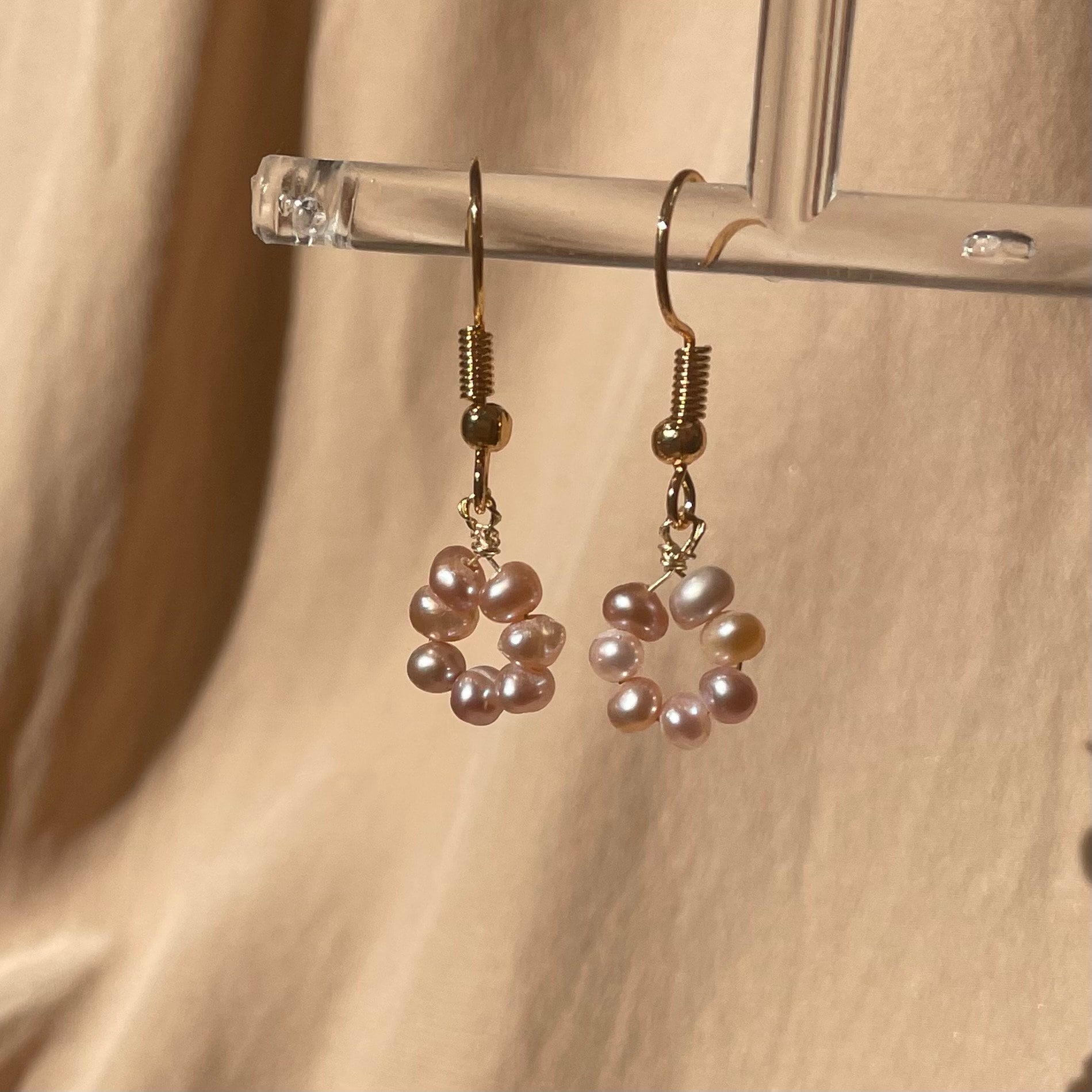 Lavender Pearl Donut Earrings ~ 14kt Gold Fill