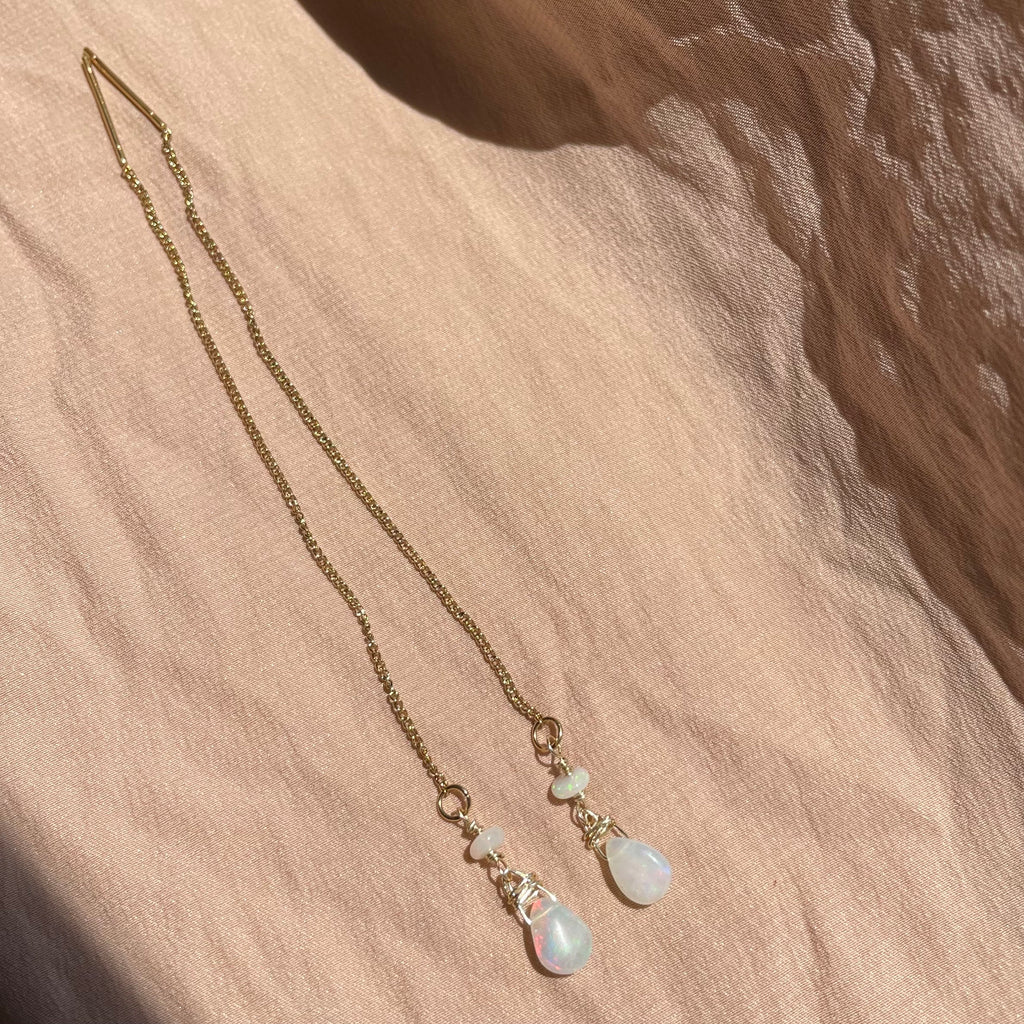 Opal Bead + Pear Earrings ~ 14kt Gold Filled